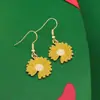 Pendientes de Aro con Margaritas Pequeñas de Moda Transfronteriza Europea y Americana, Pendientes Creativos Dulces de Girasol, Pendientes Sencillos y Versátiles de Venta Caliente
