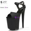Europeu e Americano novo padrão de python preto sexy 8 polegadas modelo passarela sapatos populares pole dance sandálias de salto alto para mulheres