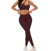 Conjunto de Roupa de Yoga com Alças Diagonais, Top Cropped de Cor Sólida, Calça Longa, Lindo Design nas Costas, Ajuste ao Corpo, Slim-Fit, Top Regata Esportivo para Yoga e Corrida Feminino