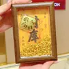 Popular Caja del Tesoro Dorada Marco de Fotos Adorno Feng Shui para Atraer Riqueza, Pequeño Lingote Cuenco del Tesoro, Soporte de Exhibición de Fortuna con Monedas de Oro, Regalo Coleccionable