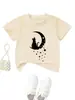 Amazon eBay sitio independiente moda personalizada versátil divertida ropa infantil luna gato estrella cuello redondo manga corta camiseta