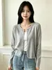 Cárdigan de terciopelo Andy de dos piezas engrosado con detalle de lazo, cuello redondo, manga larga, tejido, nuevo top ajustado de principios de otoño para mujer