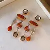 Pendientes cuadrados de cristal con gota de agua, estilo retro europeo y americano, aretes de lujo ligero de alta gama, joyería de nicho lujosa y elaborada