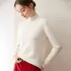 26 Outono Inverno Básico Versátil Gola Alta Meia Suéter de Caxemira Camada Interna Feminina Malha Grossa Malha Solta Cor Lisa Camada Base Para o Trabalho