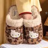 Pantuflas de algodón Hello Kitty para el calor del hogar, pantuflas peludas de suela gruesa, pantuflas de algodón suaves y antideslizantes para otoño e invierno, venta al por mayor para invierno
