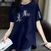Comercio Exterior Transfronterizo Despacho de Aduana de Comercio Exterior Stock Camiseta Estampada Estilo Chino Nuevo para Adultos de Mediana Edad Manga Corta para Mujer Holgada de Longitud Media