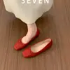 Sapatos Vermelhos de Ballet com Laço Delicado para Mulheres, Novo Modelo 2026, Solado Macio, Confortáveis para o Trabalho e o Deslocamento