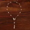 Colar de pérolas de água doce naturais moda feminina corrente clavícula barhaoke design de nicho colar de ouro 14K corrente de suéter