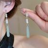 Nuevos Pendientes Largos con Borlas de Jade Nuevo Estilo Chino Elegantes de Lujo Pendientes Colgantes de Gama Alta Pendientes Largos Distintivos