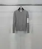 Directo de Fábrica Tb Tom Nuevo Suéter de Lana Clásico de Cuello Redondo con Cuatro Rayas para Otoño e Invierno para Hombres y Mujeres, Suéter Casual y Cómodo