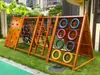 Jardín de Infancia Exterior Resbaladilla Grande de Madera Rosa Palo de Rosa Red de Escalada de Neumático Marco Combinación de Expansión Agujero Perforación Columpio Casa del Árbol