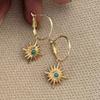 Aretes Bohemios de Girasol Azul Estrella de Ocho Puntas para Mujer, Aretes de Estilo Étnico Retro, Diseño de Aretes de Alta Gama