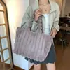 Bolsa de Raya Grande Texturizada para Viajes de Otoño e Invierno, Bolsa de Hombro de Felpa de Gran Capacidad Simple, Bolso de Hombro de Moda