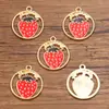 Accesorios para Joyería de Aleación DIY KC Oro Esmalte Goteado Encanto Fruta Fresa Sandía Cereza Colgante Redondo Calado