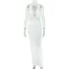 Estilo europeu e americano ins cor sólida vestido formal feminino emagrecedor decote V saia envelope no quadril decote halter design levemente transparente elegante vestido longo moderno