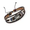 Pulseira de Couro Trançado Multicamadas Esculpida Vintage, Cordão de Mão com Contas de Liga Metálica Envelhecida Estilo Étnico, Joias Ajustáveis para Atacado