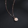Aço titânio redondo palavra de bênção tridimensional lateral zircônia brilhante ouro rosa corrente clavícula simples corrente ondulada de água joias atacado