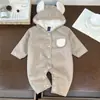 Ropa de invierno hecha a medida para bebés recién nacidos, mameluco con forro polar, nueva colección, unisex, diseño de oso súper lindo, engrosado para mayor calidez