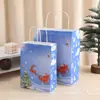 Saco de Presente de Papel Kraft Natalino Amazon Transfronteiriço Saco de Papel Trenó de Natal Bolsa de Mão Colorida Impressa Atacado