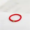 Anel de Casal com Corda Trançada e Pequenas Contas Douradas Anel Pequeno de Grão Dourado da Moda para Homens e Mulheres Modelo Mais Vendido de Celebridade da Internet Douyin Transferência Estilo Coreano