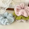 Scrunchie de Pelúcia Tricotado Azul Suave Estilo Coreano para Mulheres, Acessório de Cabelo Extra Grande, Elástico de Cabelo para Outono e Inverno, Estilo Fresco e Simples