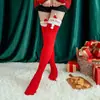 1 Par de Calcetines Cálidos de Coral Fleece hasta la Rodilla de Navidad, Calcetines Cálidos hasta la Rodilla de Papá Noel