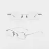 Gafas Fakem Sin Montura Mismo Estilo para Mujer, Montura de Titanio Pura y Lujosa, Monturas de Gafas Anti Luz Azul al por Mayor 0666