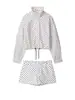Chaqueta Corta de Mujer con Cuello Alto de Lunares y Cordón Tendencia Otoño Personalizada Corta Casual Estilo Transfronterizo Europeo y Americano