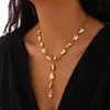 Cadena para Clavícula Asimétrica en Forma de Y Barroca Transfronteriza Joyería Ins Cadena de Clavícula para Mujer de Gama Alta Nicho No se Desvanece