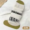 Polainas Fair Isle Floco de Neve Retrô Femininas Outono Inverno Quentes Meias de Tricô de Natal Meilade Fonte de Café Personalização