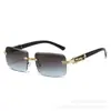 Gafas de Sol Europeas y Americanas de Montura Grande Nuevas de Moda Sin Marco Patas de Madera con Veta Color Degradado Gafas Versátiles Gafas de Moda Coreana