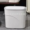 Cubo de Basura Doméstico de Gama Alta Blanco y Gris Tipo Empuje para Baño, Inodoro con Tapa, Gran Capacidad, Sala de Estar, Cocina, Sándwich