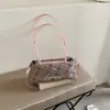 Bolsa Feminina 2025 Outono/Inverno Edição Limitada Bolsa de Bowling Xadrez Estilo College Retrô Bolsa de Ombro com Alça Longa para Mulheres