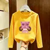 Camiseta de Manga Longa para Meninas Primavera e Outono 2026 Nova Moda Infantil, Camiseta Básica Estilosa, Top Fofo de Algodão Puro com Gola Redonda
