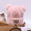 Gorro de Lana Tejido Cálido para Otoño e Invierno para Mujer, Gorro con Protección para los Oídos para Mamá Ciclista, Gorro Integrado con Bufanda, A Prueba de Frío