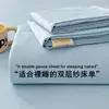 Sábana de Algodón Puro Minimalista Clase A para Dormitorio Color Sólido Algodón Lavado Gasa de Doble Capa Almohadilla Gruesa para Dormir Funda de Almohada de una Pieza