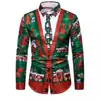 Traje de Navidad Nuevo para Personas Mayores 2024 Camisa con Estampado Abstracto Artístico Camisa de Manga Larga Plegable Primavera Otoño