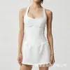 Falda Plisada de Doble Capa Losco Conjunto de Chaleco de Yoga Falda de Tenis Conjunto de Falda de Golf Conjunto de Dos Piezas para Correr y Fitness