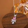 Colar Pingente Europeu e Americano Transfronteiriço Amarelo Rosa Gema Laço Pingando Feminino Exquisito Elegante Acessórios para Vestido de Noiva