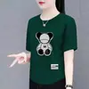Camiseta de Manga Corta Estilo Mom de Talla Grande Holgada para Mujer de Mediana Edad, Top Elegante de Talla Grande para Comercio Exterior Transfronterizo