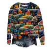 Nuevo suéter transfronterizo otoño e invierno 2023 estampado digital 3D para mujer tendencia callejera navideña camiseta de cuello redondo top