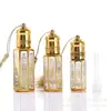 Frasco de Vidro Octogonal com Esfera Metálica 3ml para Amostra de Óleo Essencial Frasco Roller para Perfume Frasco Dosador de Viagem para Amostras
