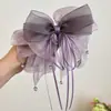 Luz Morada Rítmica Humo~ Pinza Súper Hada Dulce con Estampado de Moño para Cola de Caballo para Mujer, Pinza de Pelo de Gama Alta para Recoger la Mitad del Cabello en la Parte Trasera de la Cabeza