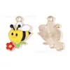 Accesorios de Joyería de Gota de Aceite DIY Colgante de Abeja de Dibujos Animados Panal Girasol Llavero Collar Pulsera Encanto de Aleación