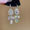 Pendientes de Gancho con Colgante de Corazón de Vidrio Gota de Agua, Pendientes de Moda y Exquisitos, Pendientes Versátiles de Lujo Ligero y Gama Alta al por Mayor para Mujeres