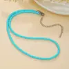 Collar de cadena para clavícula con cuentas de arroz estilo playa oceánica europeo y americano, joyería en capas de doble capa, juego de collares de cuentas de arroz para vacaciones de verano