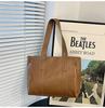 Bolsa Tote Feminina de PU Amazon 2026 Versão Coreana Grande Capacidade Simples Cor Sólida Bolsa de Ombro Feminina Bolsa de Mão para Mulheres