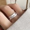 S925 Sterling Silver Multi-camada Cross Wire-drawing Ring Nicho Design Feminino Personalizado Moda Anel Aberto Anel de Dedo de Alta Qualidade Sense