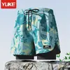 Bañadores para Hombre Adulto Doble Capa Estilo de Cinco Puntos Conjunto de Traje de Baño Anti-Vergüenza Nuevos Bañadores Profesionales
