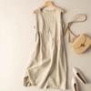 2025 Vestido Chaleco para Mujer Holgado de Longitud Media Artístico Vestido Chaleco Casual Verano Nuevo Estilo Literario Retro